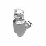 MagnaFlow 5571448 carb direct-fit catalytic converter, opposite front three-quarter view of the turntable spin