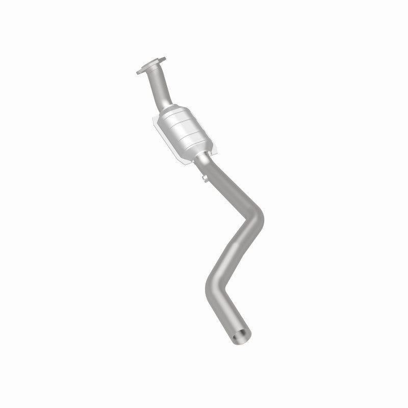 MagnaFlow 93210 hm grade direct-fit catalytic converter, rear three-quarter view of the turntable spin
