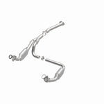 MagnaFlow 24081 hm grade direct-fit catalytic converter, opposite front three-quarter view of the turntable spin