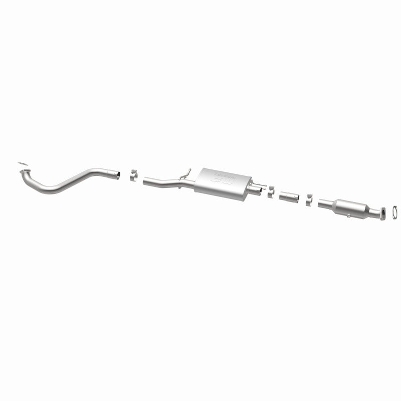 MagnaFlow 52851 oem grade direct-fit catalytic converter, opposite rear three-quarter view of the turntable spin