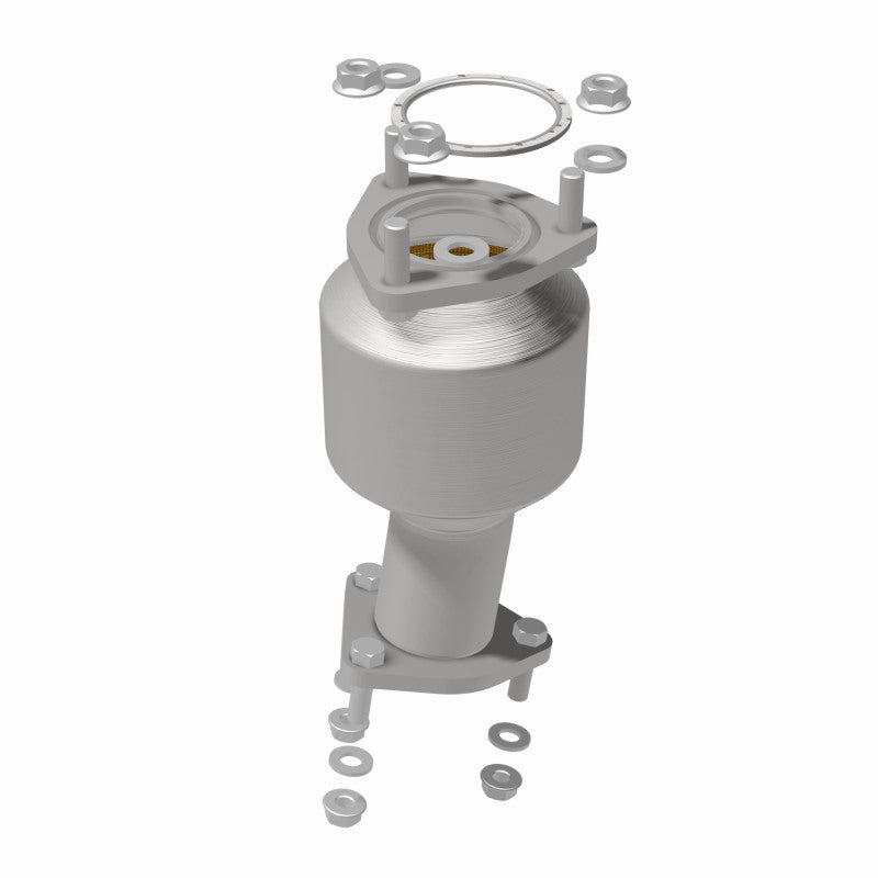 MagnaFlow 52006 oem grade direct-fit catalytic converter, rear view of the turntable spin