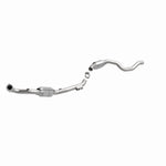 MagnaFlow 447277 carb direct-fit catalytic converter, front three-quarter view of the turntable spin