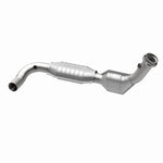 MagnaFlow 93129 hm grade direct-fit catalytic converter, opposite rear three-quarter view of the turntable spin