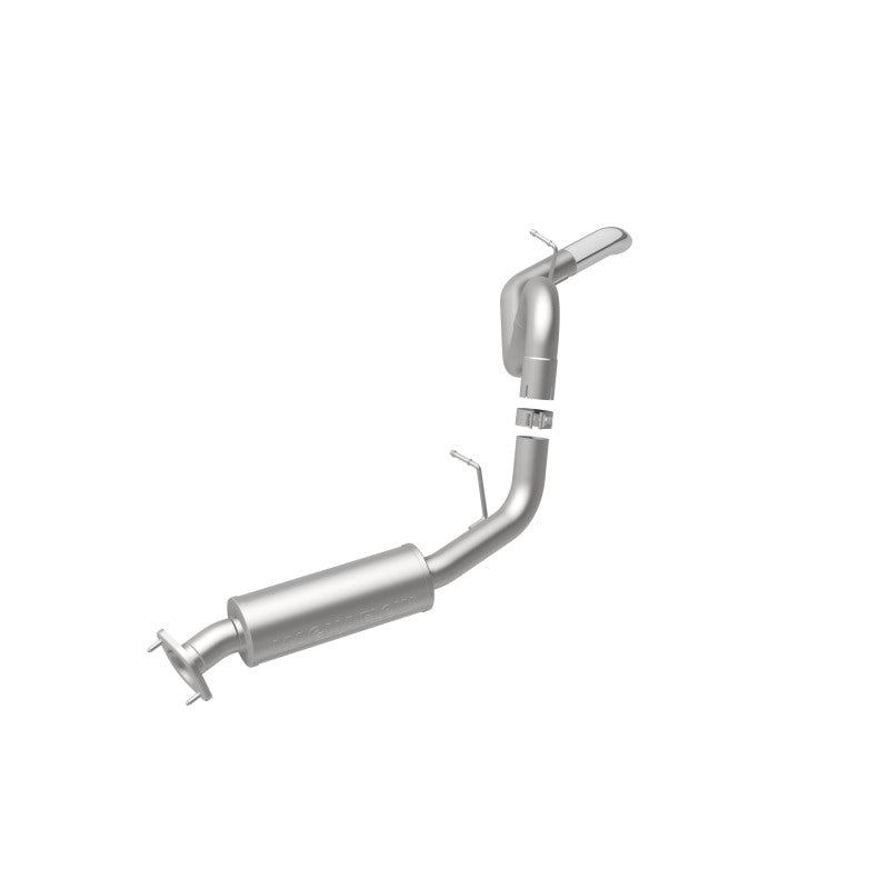 MagnaFlow 16390 competition series cat-back exhaust, rear view of the turntable spin