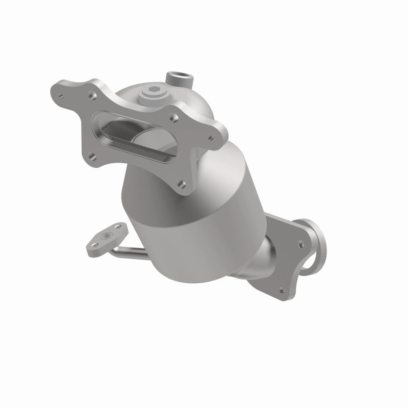 MagnaFlow 5531680 carb manifold converter, opposite front three-quarter view of the turntable spin