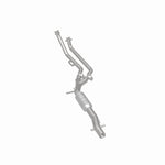 MagnaFlow 24015 hm grade direct-fit catalytic converter, rear three-quarter view of the turntable spin
