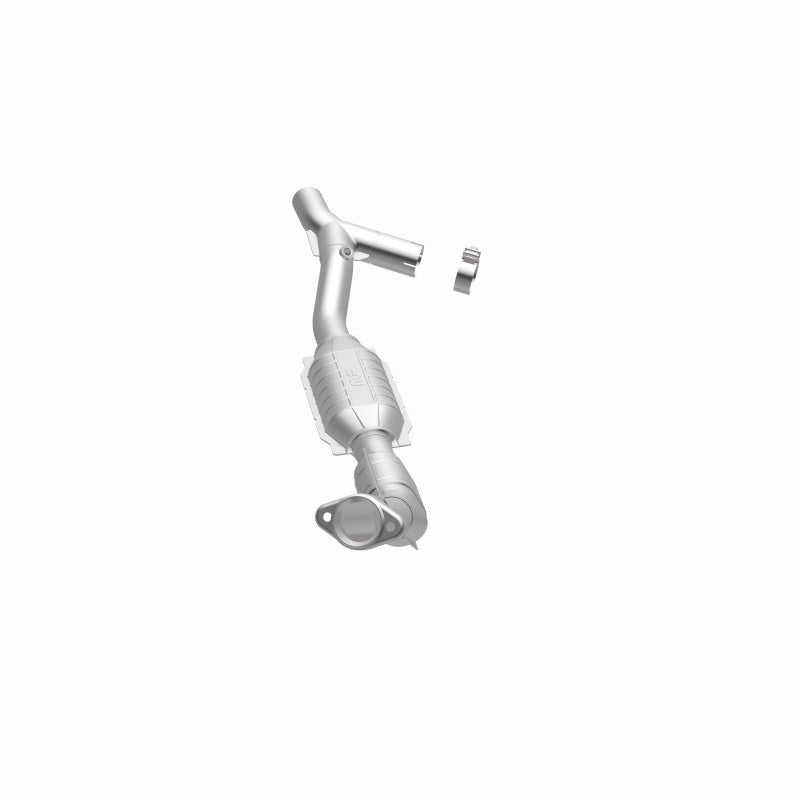 MagnaFlow 447130 carb direct-fit catalytic converter, opposite side view of the turntable spin