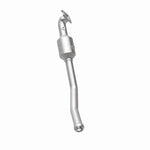 MagnaFlow 21-250 oem grade direct-fit catalytic converter, opposite rear three-quarter view of the turntable spin