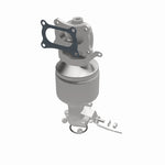 MagnaFlow 5582893 carb manifold converter, opposite front three-quarter view of the turntable spin