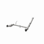 MagnaFlow 93111 hm grade direct-fit catalytic converter, opposite rear three-quarter view of the turntable spin