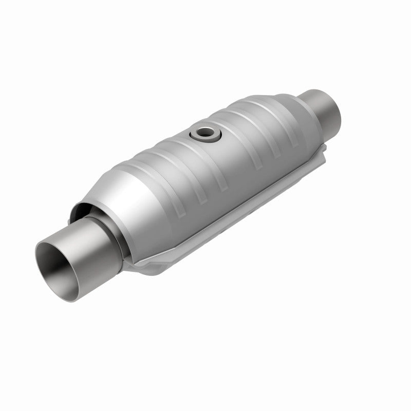 MagnaFlow 408055 universal catalytic converter, rear view of the turntable spin