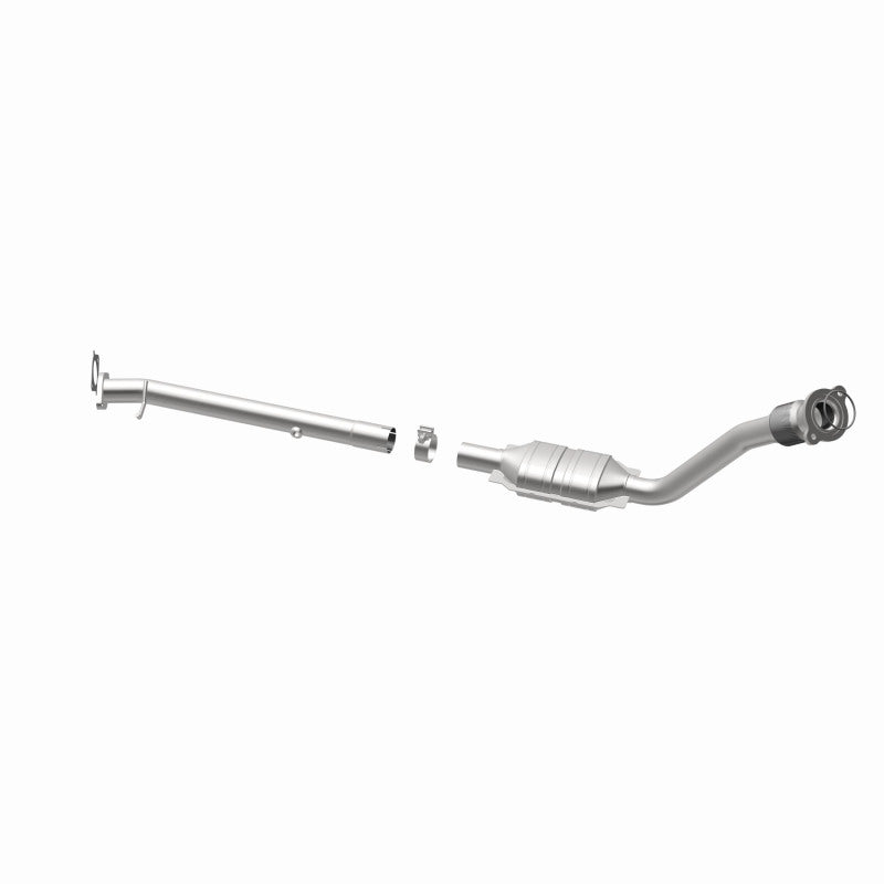 MagnaFlow 93171 hm grade direct-fit catalytic converter, opposite rear three-quarter view of the turntable spin