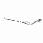 MagnaFlow 93171 hm grade direct-fit catalytic converter, opposite rear three-quarter view of the turntable spin