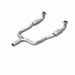 MagnaFlow 337487 carb direct-fit catalytic converter, rear view of the turntable spin