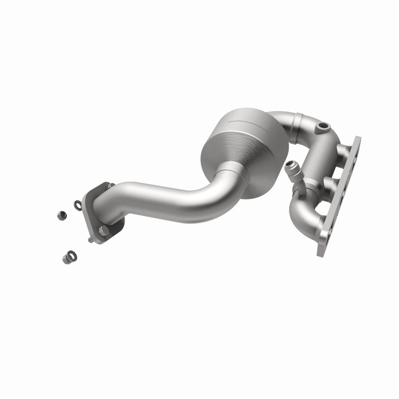 MagnaFlow 452045 carb manifold converter, opposite rear three-quarter view of the turntable spin