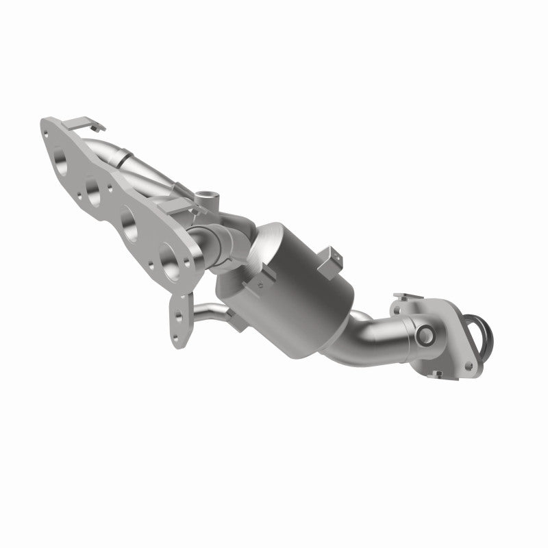 MagnaFlow 52441 oem grade manifold converter, front three-quarter view of the turntable spin