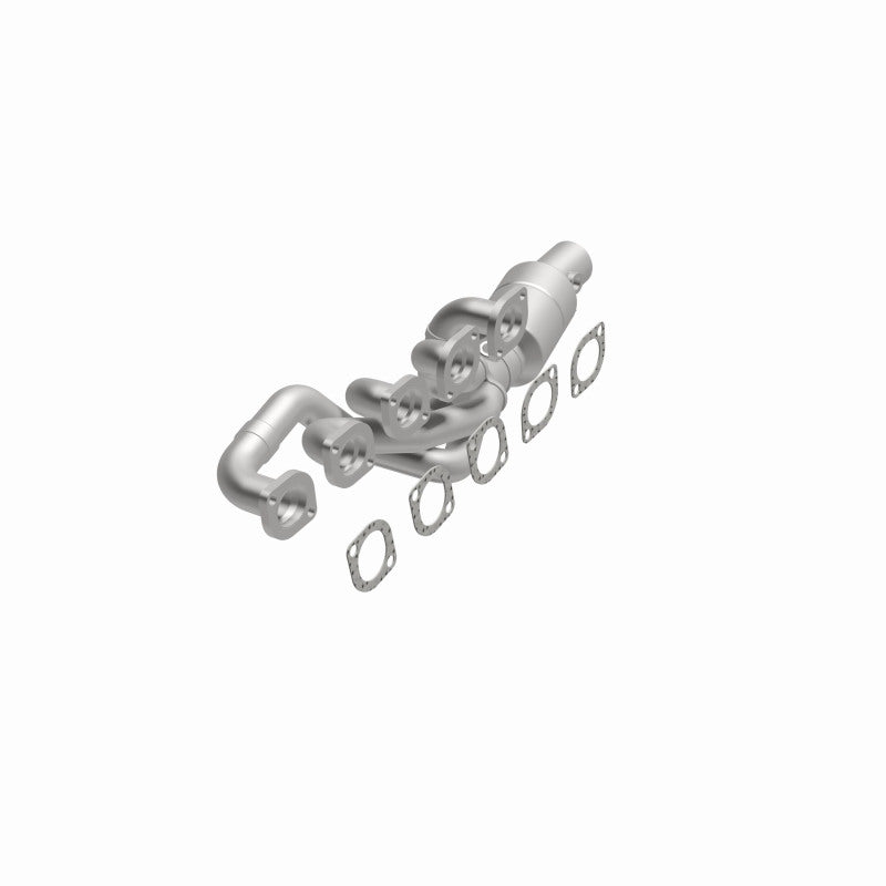 MagnaFlow 50420 hm grade manifold converter, opposite front three-quarter view of the turntable spin