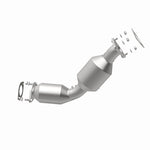 MagnaFlow 5411045 carb direct-fit catalytic converter, opposite rear three-quarter view of the turntable spin