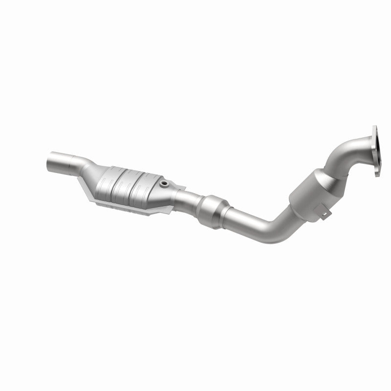 MagnaFlow 24501 hm grade direct-fit catalytic converter, opposite rear three-quarter view of the turntable spin
