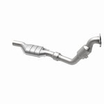 MagnaFlow 24501 hm grade direct-fit catalytic converter, opposite rear three-quarter view of the turntable spin