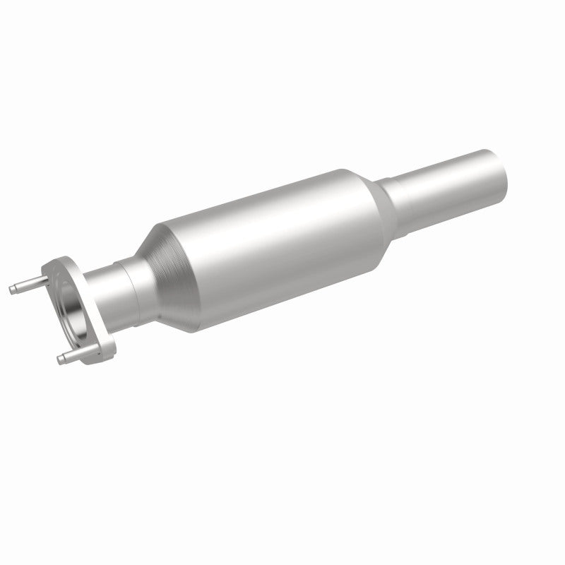 MagnaFlow 5571981 carb direct-fit catalytic converter, front three-quarter view of the turntable spin