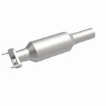 MagnaFlow 5571981 carb direct-fit catalytic converter, front three-quarter view of the turntable spin