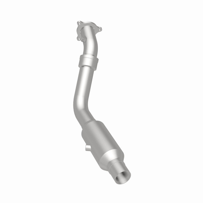 MagnaFlow 4551018 carb direct-fit catalytic converter, rear three-quarter view of the turntable spin