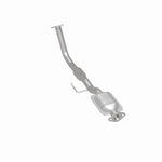 MagnaFlow 441769 carb direct-fit catalytic converter, rear three-quarter view of the turntable spin