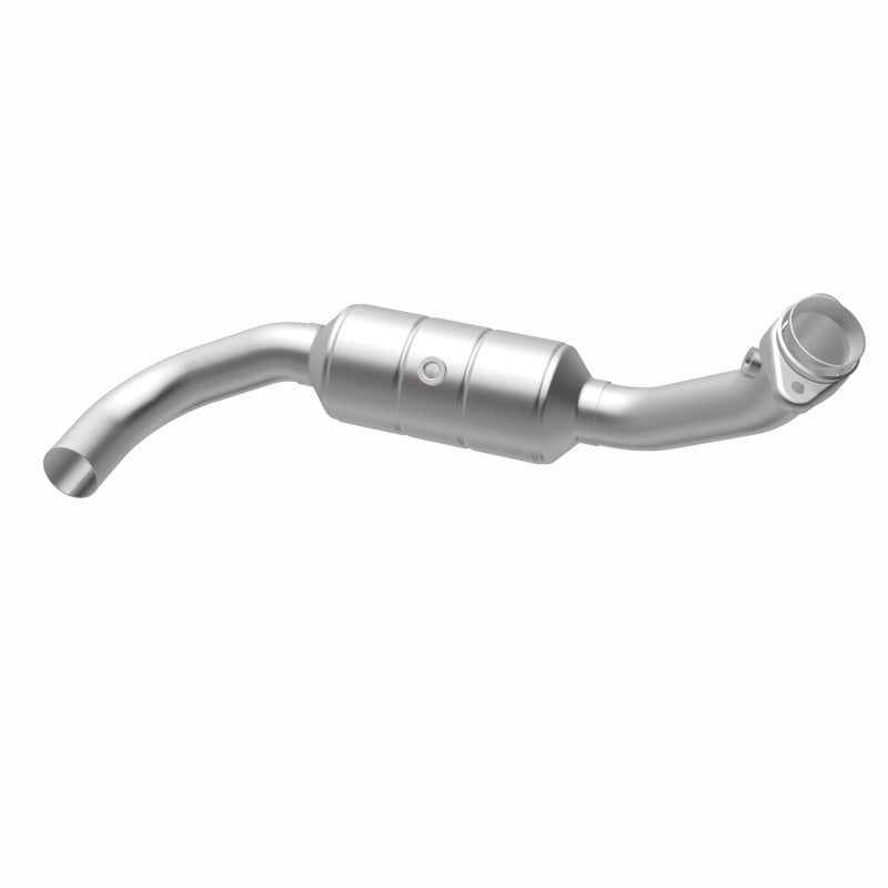 MagnaFlow 5451409 carb direct-fit catalytic converter, opposite rear three-quarter view of the turntable spin