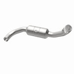 MagnaFlow 5451409 carb direct-fit catalytic converter, opposite rear three-quarter view of the turntable spin