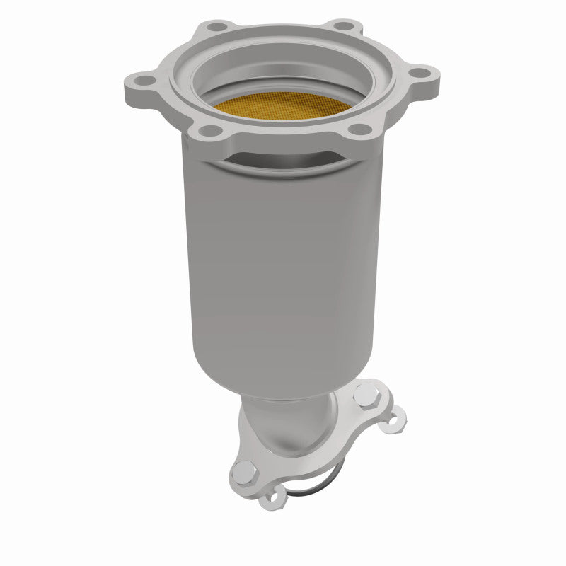 MagnaFlow 452871 carb direct-fit catalytic converter, opposite front three-quarter view of the turntable spin