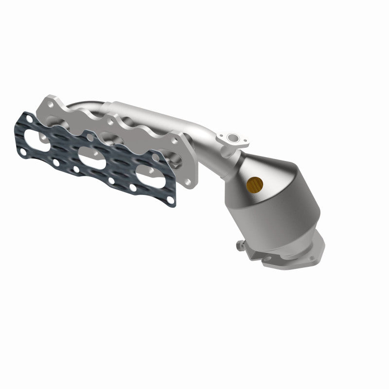 MagnaFlow 49051 oem grade manifold converter, opposite front three-quarter view of the turntable spin