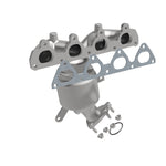 MagnaFlow 452029 carb manifold converter, front three-quarter view of the turntable spin