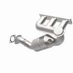 MagnaFlow 452466 carb manifold converter, opposite rear three-quarter view of the turntable spin