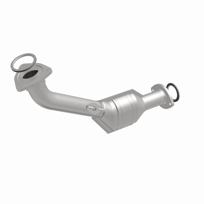 MagnaFlow 23758 hm grade direct-fit catalytic converter, front three-quarter view of the turntable spin