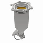 MagnaFlow 452871 carb direct-fit catalytic converter, opposite rear three-quarter view of the turntable spin