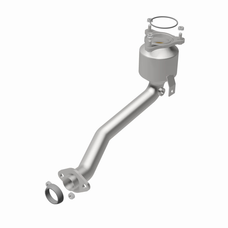 MagnaFlow 452671 carb direct-fit catalytic converter, rear view of the turntable spin