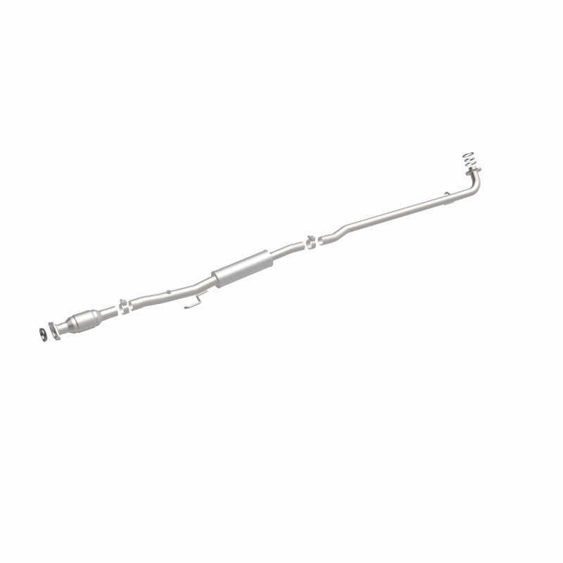 MagnaFlow 93220 hm grade direct-fit catalytic converter, front three-quarter view of the turntable spin