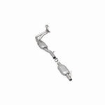 MagnaFlow 447245 carb direct-fit catalytic converter, rear three-quarter view of the turntable spin