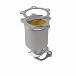 MagnaFlow 24243 hm grade direct-fit catalytic converter, opposite front three-quarter view of the turntable spin