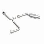 MagnaFlow 93360 epa direct-fit catalytic converter, front three-quarter view of the turntable spin