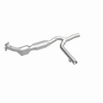 MagnaFlow 93448 hm grade direct-fit catalytic converter, front three-quarter view of the turntable spin