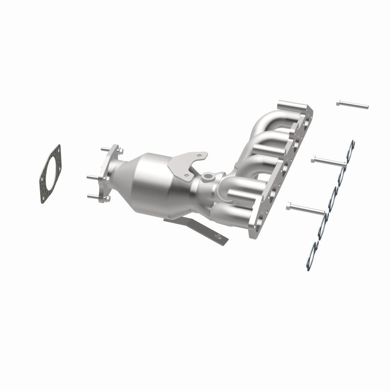 MagnaFlow 452425 carb manifold converter, opposite rear three-quarter view of the turntable spin