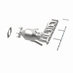 MagnaFlow 452425 carb manifold converter, opposite rear three-quarter view of the turntable spin
