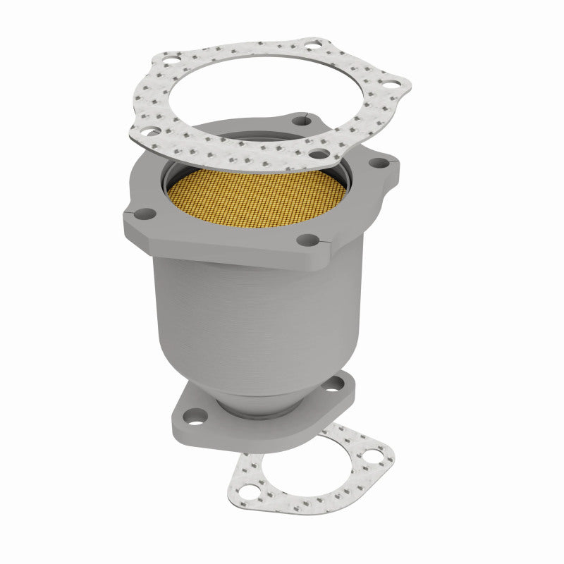 MagnaFlow 49323 oem grade direct-fit catalytic converter, side view of the turntable spin