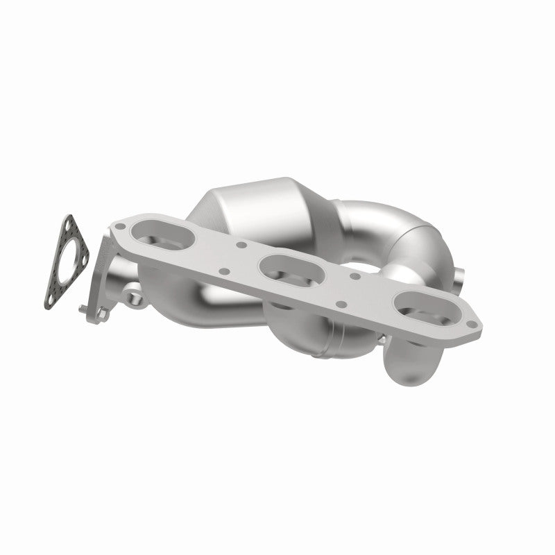 MagnaFlow 52328 oem grade manifold converter, opposite rear three-quarter view of the turntable spin