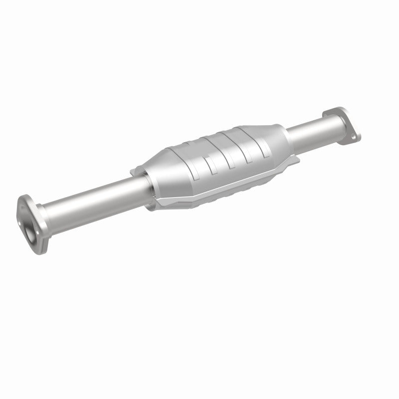 MagnaFlow 49570 oem grade direct-fit catalytic converter, front three-quarter view of the turntable spin