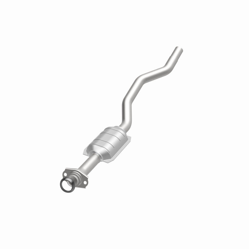 MagnaFlow 23252 epa direct-fit catalytic converter, opposite front three-quarter view of the turntable spin
