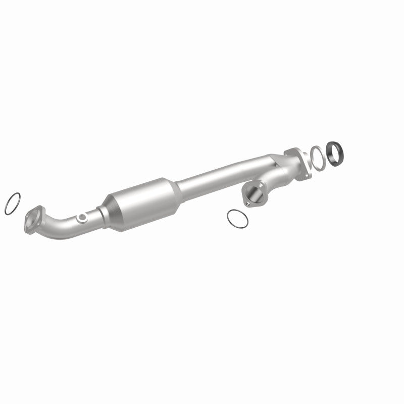MagnaFlow 5491211 carb direct-fit catalytic converter, front three-quarter view of the turntable spin