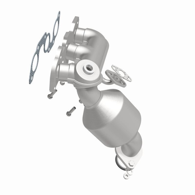 MagnaFlow 452014 carb manifold converter, side view of the turntable spin